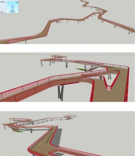 SU377 空中栈道景观桥 小品 草图大师 sketchup模型 9.2M