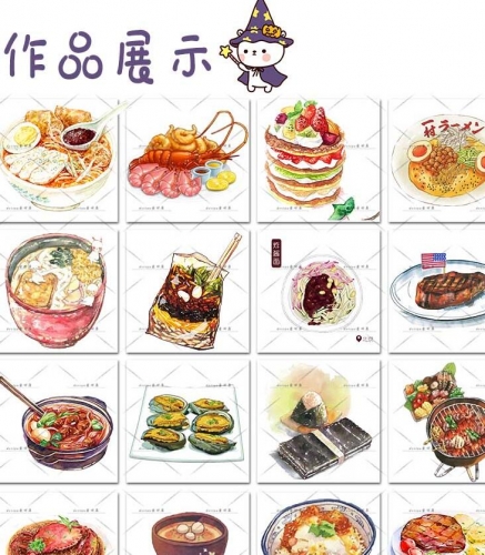 卡通食物手绘日式韩式料理美食寿司饭团贴纸插画PNG免扣设计素材