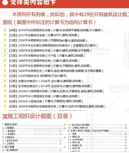 土木工程住宅商住居民楼大学设计算建筑结构施工CAD图纸成品全套