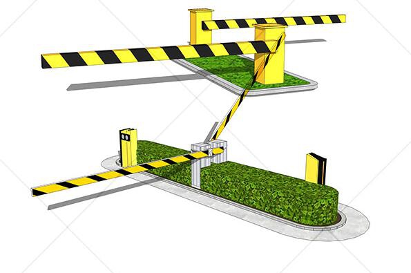 LS4-19大门入口自动伸缩门道闸摆闸门禁sketchup草图大师SU模型