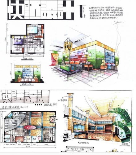 室内快题手绘设计图片素材资料 手绘效果图 新手必备设计素材合集