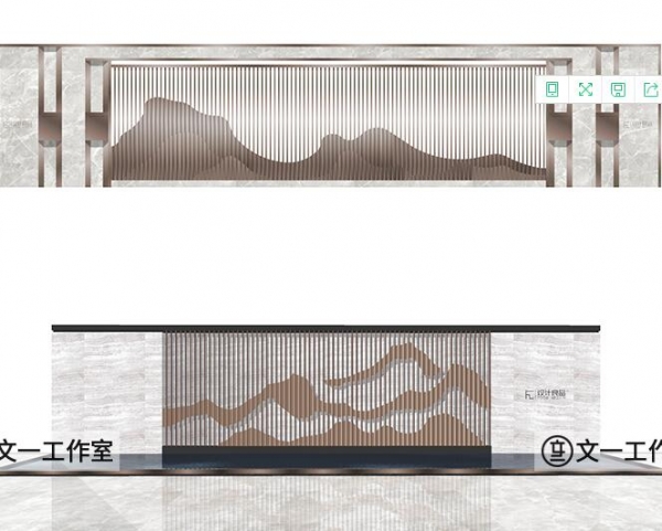 山水景墙山石片岩新中式禅意景观设计园林中式su模型广场背景墙