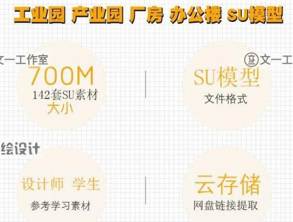 工业园产业园厂房SU模型厂区办公楼工厂改造sketchup建筑设计素材