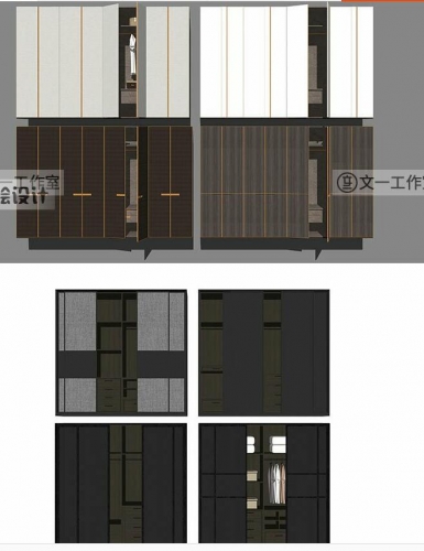 家装卧室房间整体衣柜储物柜置物柜新中式北欧现代SU模型草图大师