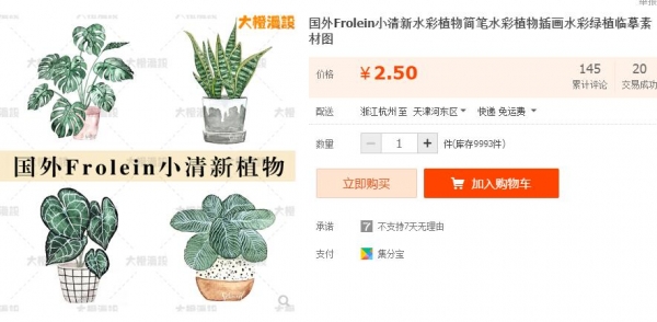 国外Frolein小清新水彩植物简笔水彩植物插画水彩绿植临摹素材图