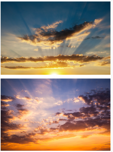 真实场景高清天空素材科幻落日全景蓝天黄昏夕阳云图片海报PS摄影