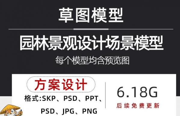 商业广场公园设计方案鸟瞰图分析图效果图展板PSD源文件SU模型