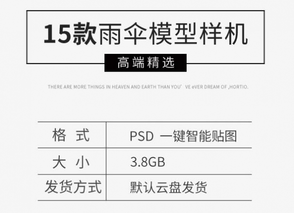 新款雨伞模型样机vi应用logo展示效果智能贴图样机模板PSD模板