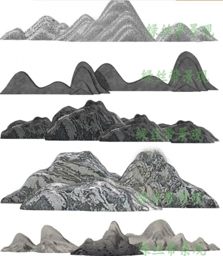 禅意新中式日式庭院雪浪石石头假山雕塑小品景墙草图大师SU模型库