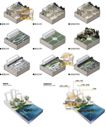 湿地群落演替园林景观驳岸生态滨水断面设计模块分析图PSD分层