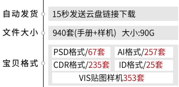 企业视觉识别品牌vi手册模板AI作品集作业CDR设计PSD样机ID素材