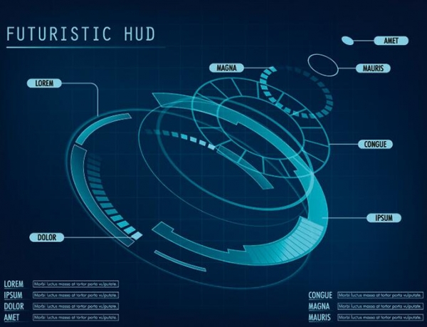 未来科技科幻数据机能风HUD仪表盘界面UI平面设计AI矢量素材模板