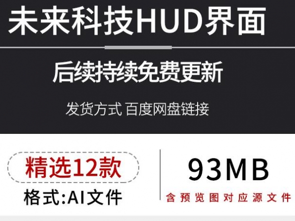 未来科技科幻数据机能风HUD仪表盘界面UI平面设计AI矢量素材模板