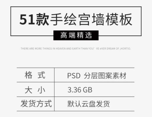 中国古风手绘水墨古典屋檐建筑屋顶古代宫墙PSD背景PS素材模板