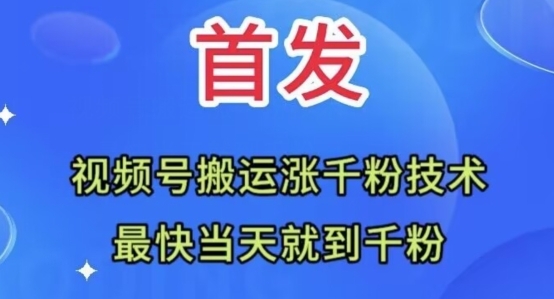 视频号无脑搬运涨千粉技术