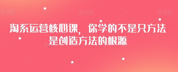 淘系运营核心课，你学的不是只方法是创造方法的根源