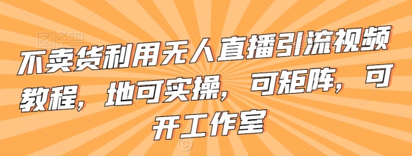 不卖货利用无人直播引流视频教程，地可实操，可矩阵，可开工作室【揭秘】