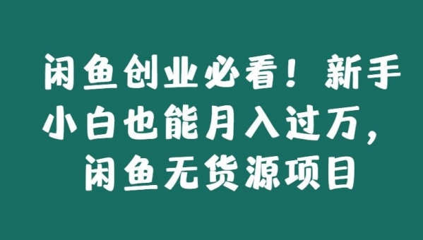 闲鱼创业必看！新手小白也能月入过万，闲鱼无货源项目