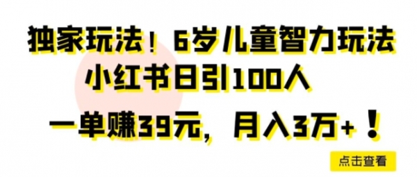 独家玩法，6岁儿童智力玩法，小红书日引100人