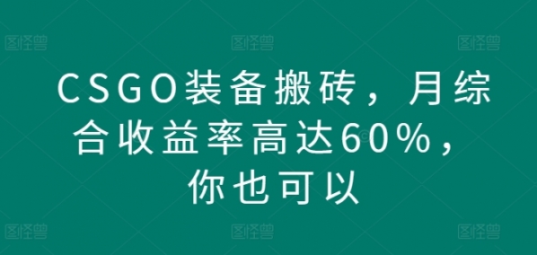 CSGO装备搬砖，月综合收益率高达60%，你也可以