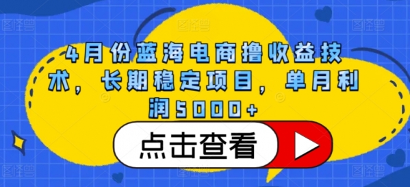 4月份蓝海电商撸收益技术，长期稳定项目，单月利润5000+【揭秘】