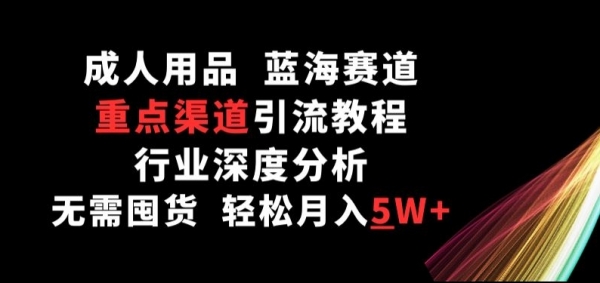 **用品，蓝海赛道，重点渠道引流教程，行业深度分析，无需囤货，轻松月入5W+【揭秘】