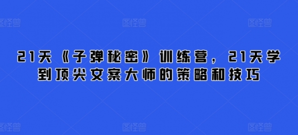 21天《**秘密》训练营，21天学到顶尖文案大师的策略和技巧