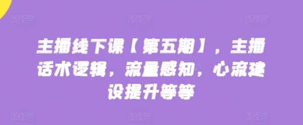 主播线下课【第五期】，主播话术逻辑，流量感知，心流建设提升等等