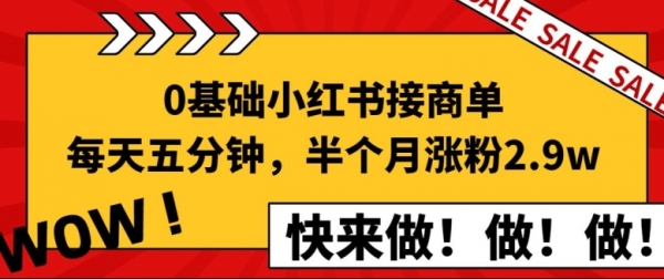 0基础小红书接商单，每天五分钟，15天涨粉2.9w新手攻略