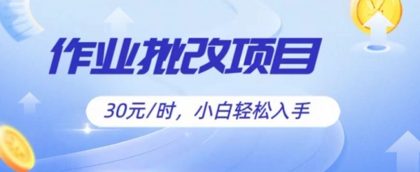 批改作业项目，30元时，简单容易上手，适合宝妈，大学生