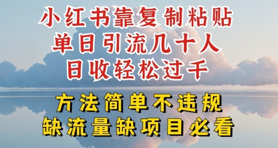 小红书靠复制粘贴单日引流几十人目收轻松过千，方法简单不违规【揭秘】