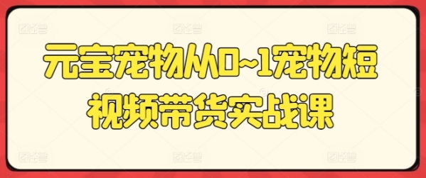 元宝宠物从0~1宠物短视频带货实战课