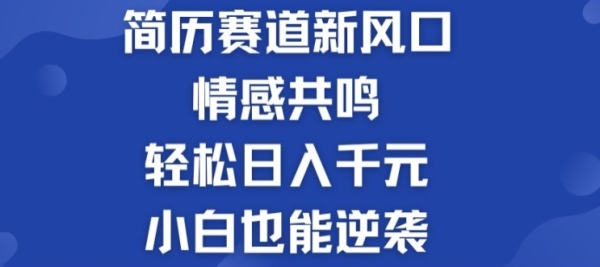 揭秘！简历模板赛道的新风口，情感共鸣，轻松日入千元，小白也能逆袭!