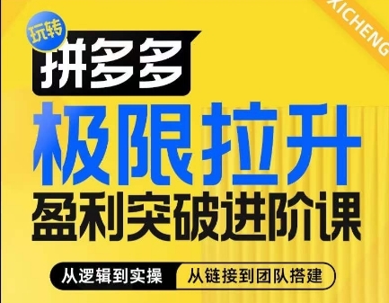 拼多多极限拉升盈利突破进阶课，&#8203;从算法到玩法，从玩法到团队搭建，体系化系统性帮助商家实现利润 ...