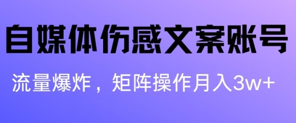 自媒体伤感文案账号，制作简单，流量爆炸账号很容易复制，矩阵月入1W+