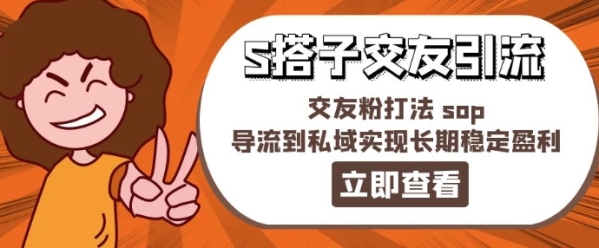 某收费888-S搭子交友引流，交友粉打法 sop，导流到私域实现长期稳定盈利