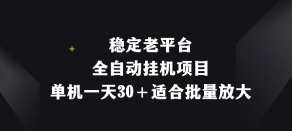 稳定老平台，全自动挂机项目，单机一天30+适合批量放大