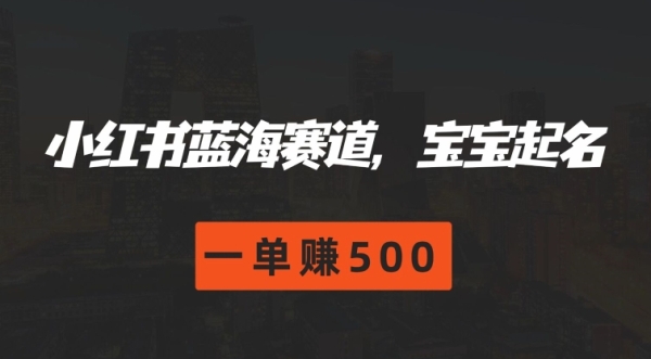 小红书蓝海赛道，宝宝起名，一单赚500