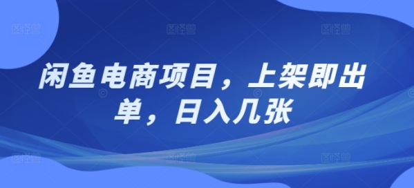 闲鱼电商项目，上架即出单，日入几张