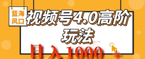 2024视频号4.0高阶变现项目，蓝海风口，日入1k