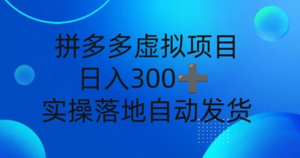 拼多多虚拟项目，新人日入3张，自动发货，实操落地可批量放大