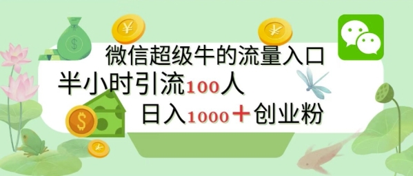 新的引流变现阵地，微信超级牛的流量入口，半小时引流100人，日入1000+创业粉 ...