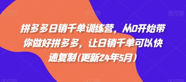 拼多多日销千单训练营，从0开始带你做好拼多多，让日销千单可以快速复制(更新24年11月) ...